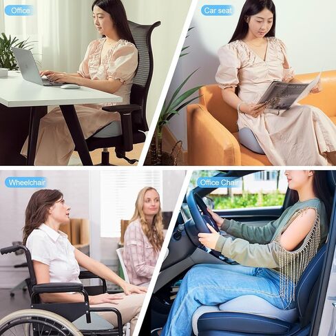 وسادة مقعد كبيرة من إسفنج الذاكرة لتخفيف الضغط وعرق النسا ووسادة تخفيف آلام عظم الذيل، وسائد كرسي مكتب غير قابلة للانزلاق، وسادة كرسي بعرض قابل للتعديل للمنزل والمكتب وكرسي الألعاب والسيارة والكرسي المتحرك (-أسود) in Kuwait