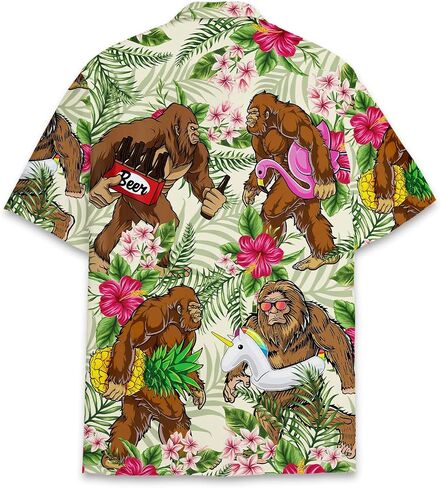 Tropical Bigfoot Hawaiian Shirts for Men Women, Bigfoot Sasquatch Summer Beach Aloha Button Down Short Sleeve in Saudi Arabia