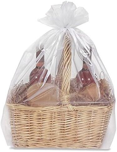 (2 Pack) A1BakerySupplies Basket Size Large Premier Quality Organza Fabric Bags Sheer Fabric Gift Pouch 22.5" x 25" (White) in Saudi Arabia
