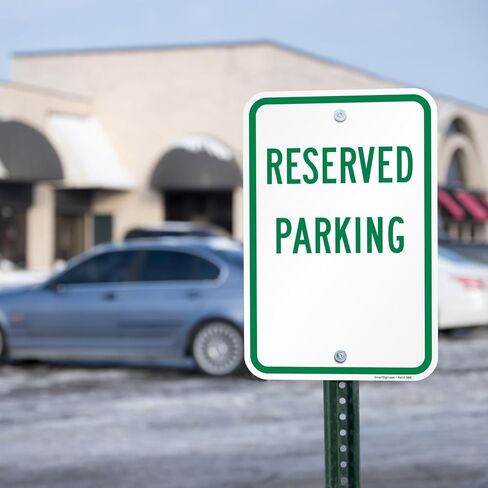 SmartSign (عبوة من 2) لافتة وقوف السيارات المحجوزة، 18 × 12 بوصة، مركب ألومنيوم 2 مم، فتحات مثقوبة مسبقًا، صنع في الولايات المتحدة الأمريكية، أخضر على أبيض in Kuwait