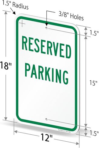 SmartSign (عبوة من 2) لافتة وقوف السيارات المحجوزة، 18 × 12 بوصة، مركب ألومنيوم 2 مم، فتحات مثقوبة مسبقًا، صنع في الولايات المتحدة الأمريكية، أخضر على أبيض in Kuwait