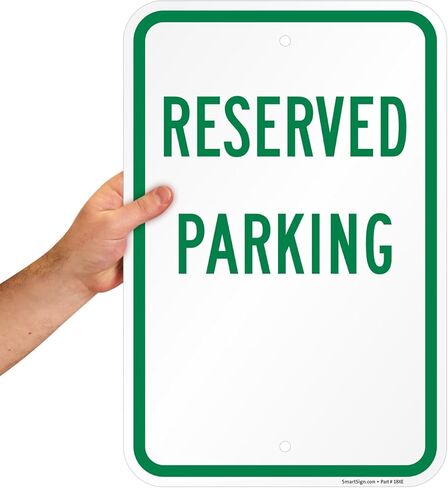 SmartSign (عبوة من 2) لافتة وقوف السيارات المحجوزة، 18 × 12 بوصة، مركب ألومنيوم 2 مم، فتحات مثقوبة مسبقًا، صنع في الولايات المتحدة الأمريكية، أخضر على أبيض in Kuwait
