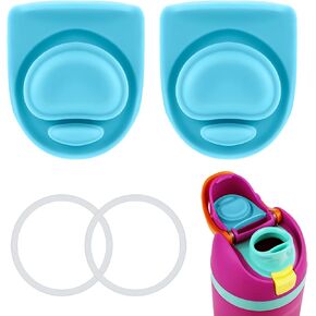 4pcs Bottle Seal Ring & Replacement Stopper for Owala FreeSip 19oz 24oz 32oz 40oz, Silicone O Ring Water Bottle Lid Parts, Cap Mouth Plug Gasket Accessories, BPA-Free (Cyan)