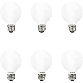 SYLVANIA LED TruWave Natural Series Globe Light Bulb, 40W Soft White Medium Base, Dimmable, Clear - 6 Pack