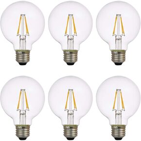 لمبة الإضاءة سيلفانيا LED TruWave Natural Series Globe G25، ما يعادل 40 وات، كفاءة 4.5 وات، 350 لومن، قابلة للتعتيم، متجمد، 2700 ك، أبيض ناعم - 6 عبوات (40887)