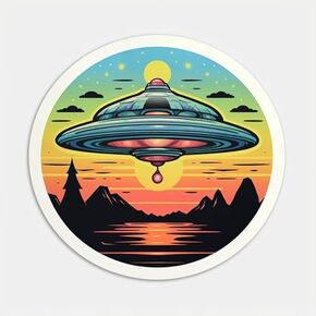 Ufo Alien Space Ship Unique Vinyl Decal Waterproof Sticker For Car bike, SUV, Truck Helmet, Laptop, Water Bottle Notebook Decal Window, Bumper Vinyl Sticker 5 inch(Design 1)