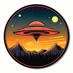 Ufo Alien Space Ship Unique Vinyl Decal Waterproof Sticker For Car bike, SUV, Truck Helmet, Laptop, Water Bottle Notebook Decal Window, Bumper Vinyl Sticker 5 inch(Design 1)