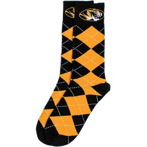 NCAA Missouri Tigers Argyle Dress Socks, One Size, Gold