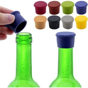 Airtight Seal & Reusable Silicone Wine/Beer Saver Bottle Stopper Covers - Easy to Use and Clean (Black/Gold, 2)