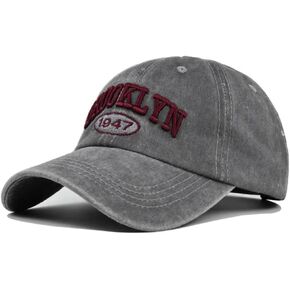 Brooklyn NY Classic Washed Dad Hat, Curved Brim Adjustable, Cotton Baseball Cap for Men & Women, Golf, Gym