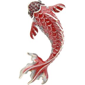 Big Red Carp Fish Brooches For Women Metal Rhinestone Fish Animal Brooch Pin Badges for Clothing Bags Backpacks Jackets Mom's Gifts Remembrance Gift Women Men Fashion Jewellery