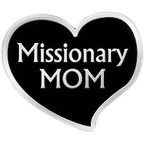 LDS Missionary Mom Heart-Shaped Lapel Pin (Silver Tone) in Gift box with Poem