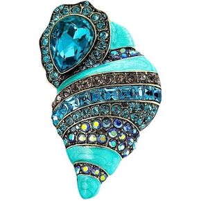 محارة بروش دبوس للنساء المحيط البحر شل دبوس الأزرق كريستال حجر الراين صدف دبوس صدف المينا دبوس صدف مجوهرات للنساء الفتيات الزفاف عيد ميلاد عطلة الصيف الشاطئ الهدايا in Kuwait