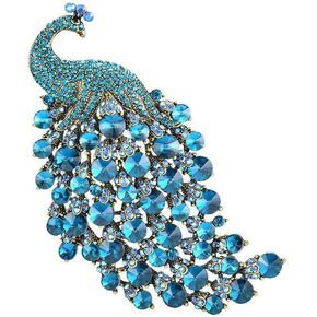 Rhinestone Peacock Brooch Pin Crystal Bird Brooch Safety Pin Animal Brooch Wedding Bridal Brooches Collar Lapel Pin Badge for Dress Shirts Coat