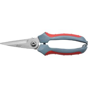 Clauss 8" Titanium Snips with Wire Cutter, Spring-Assist, Serrated Blades, Gray (18039)