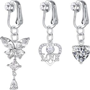 D.Bella Dangle Fake Belly Ring Clip on Earrings Non Piercing Jewelry