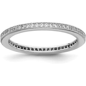 Solid 925 Sterling Silver CZ Cubic Zirconia Anniversary Wedding Band Eternity Ring