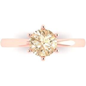 Clara Pucci 1.1 ct Brilliant Round Cut Solitaire Brown Morganite Classic Anniversary Promise Engagement ring 18K Rose gold for Women