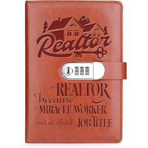 Realtor Gift Real Estate Agent A5 Locking Journal Faux Lined Leather Journal Refillable Journal with Lock (Realtor style 1)