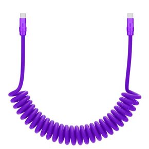 chubbycable Curly Chubby - Retractable Fast Charging Cable 240W Coiled Charger Cord for Car Durable USB-C Cable for Phones, Tablets and More, Orange, USB-A to Type-C, 1.3FT-2.3FT