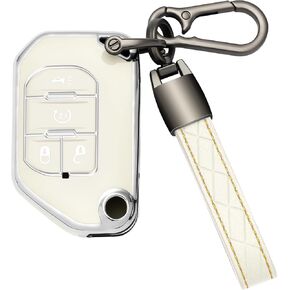 لغطاء Jeep Key Fob، TPU مع سلسلة مفاتيح حافظة مفتاح Fob حماية 360 درجة لعام 2018 2019 2020 2021 2022 2023 Jeep Wrangler Gladiator JL JLU Rubicon 4 أزرار مفتاح ذكي (B أسود)