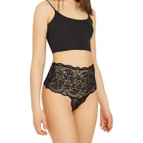 Cottonhill Underwear 3-pcs High Waisted Lace Panties, Sexy Thongs for Women
