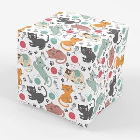 ورق تغليف هدايا القطط من Stesha Party Kitty Cat - مطوي بشكل مسطح 30 × 20 بوصة (3 ورقات)