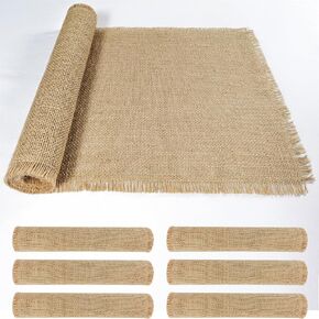 2 Pack 13 x 72 Inch Tassel Burlap Table Runners,Natural Rustic Jute Table Runner and Placemats Bulk for Western Wedding Table Decorations,Farmhouse Style Party,Holiday,Kitchen Table Decor Cover