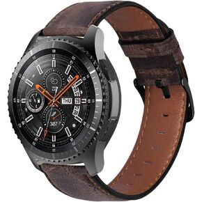سوار ساعة Gear S3 Frontier Classic مقاس 22 مم متوافق مع ساعة Samsung Galaxy Watch 3 45 مم Galaxy Watch 46 مم حزام جلدي بديل لـ Huawei GT 2 3/Pro/2e 46 مم