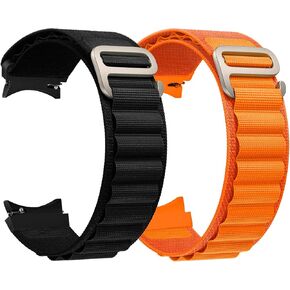 أحزمة ساعة BlackPro No-Gap من النايلون متوافقة مع Samsung Galaxy Watch 6 5 4 Band 40mm 44mm/Watch 5 Pro Band 45mm/Watch 6 4 Classic Band 42mm 43mm 46mm 47mm، حزام رياضي منسوج بحلقة جبال الألب للرجال والنساء