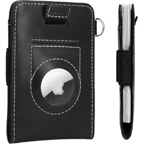 Slim Front Pocket Wallet with Airtag Holder, Apple Airtag Wallet Men with RFID, Leather Business Card Holder Wallet for Men Women for Gifts