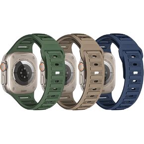 TRA 3 Pack Sport Bands Compatible with Apple Watch Ultra 2/Ultra Band 49mm 45mm 44mm 42mm 41mm 40mm 38mm, Soft Silicone Strap Replacement Wristband Compatible for iWatch Series 9/8/SE/7/6/5/4/3/2/1