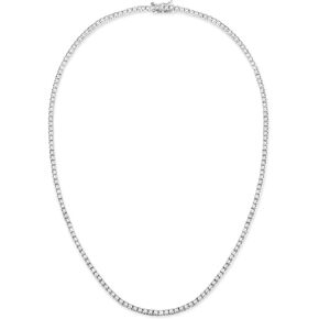 Gemsme 18K White Gold Plated 3.0mm Round Cubic Zirconia Classic Tennis Necklace for women