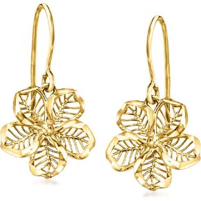 Ross-Simons 14kt Yellow Gold Openwork Flower Drop Earrings