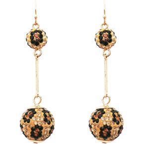 Rosemarie & Jubalee Women's Get Wild Leopard Print Pave Crystal Ball Drop Earrings