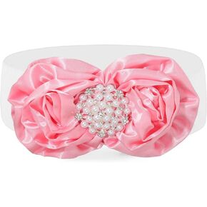 Wriidy Stretchy Belt Wide Flower Belt Women White Pearl Stretch Waistband Black Elastic Waist Jewelry Accessories for Girls