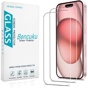 by HPTech (2-Pack) Screen Protector for iPhone 15 Tempered Glass 6.1-inch, Easy to Install, Bubble Free, 9H Hardness