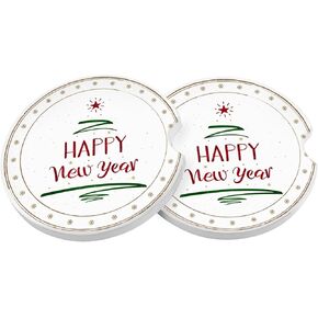 Car Coasters 2 Pack, Small 2.56" Stone Car Cupholder Absorbent Coaster Set for Women Men Drink Cup Holder Coasters (Black Sunflower)