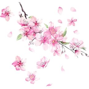 Cherry Blossom Car Sticker Decal, Vinyl Scratch Cover Pink Flower Car Sticker, Auto Bumper Decal, Car Decoration Accessories, Suitable for Car Motorcycle Home Decor