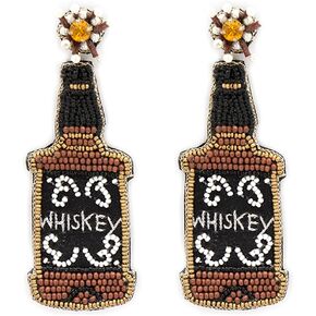a beaded Bourbon Whiskey Post Earrings; Handmade Whiskey Bottle Tennessee Earrings