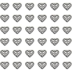 Honbay 60PCS Metal Heart Shape Spacer Beads Hollow Pattern Butterfly Loose Beads for Earring Bracelet Necklace Jewelry Making
