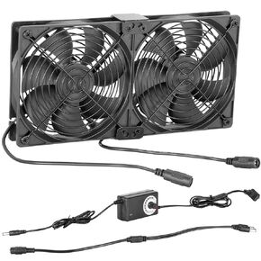 High-Performance Dual 120mm Fans with Adjustable Speed Control, DC 12V Powered with AC 110V-240V Adapter, for Cabinet, Chassis, Server, and Workstation Cooling