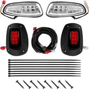 Drive-up Golf Cart Light Kit for EZGO RXV 2008-2015 Moldes, EZGO Light Kit LED Headlights and LED Taillights Assembly Wiring Harness Included
