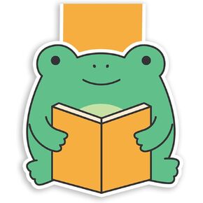 (1Pcs) Frog Reading Book Magnetic Bookmark Book Page Markers Gift for Reading Lover Nerd Book Addict Bookish Reader Student Teacher Office Stationery - Size 2.9"x2.5" When Folded