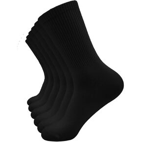 Cotton Crew Socks, 6 Pairs, Unisex Men Women Premium Moisture Wicking Casual Sport