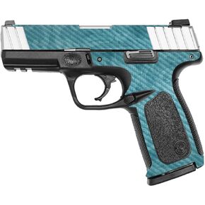 MightySkins Carbon Fiber Skin Compatible with Smith & Wesson SD VE Series - Baby Blue Jacquard | Protective, Durable Textured Carbon Fiber Finish | Easy to Apply and Change Styles | Made in The USA
