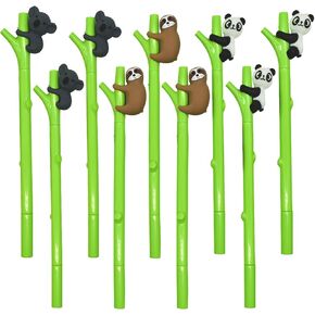 12PCS Cute Sloth Pens Novelty Animals Pens Panda Pens Koala Gel Pens 0.5mm Black Ink Gel Pen For School Party Birthday Christmas Office