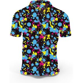 Funky Golf Polo Shirt Mens Performance 4 Way Stretch Quick Dry UPF 50 Polyester Print Short Sleeve Polo Tshirt