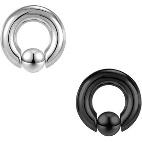 AccGin 2 قطعة أقراط حدوة الحصان دائرية من الفولاذ الجراحي 316L مترابطة داخليًا 00G 0G 2G 4G 6G 8G 12G أقراط الحاجز خواتم مثقوبة مجوهرات الجسم للنساء حلقة PA 12 مم 16 مم 19 مم أسود فضي in Kuwait