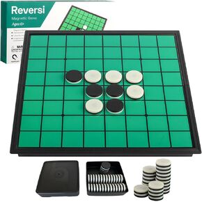Reversi Game - Vikutu 9.7" Travel Board Game Portable - Extra 2 Storage Box - Folding Board